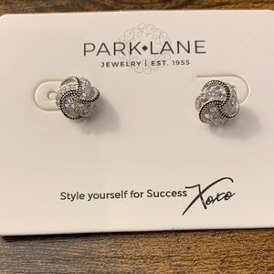 Park Lane Silver Crystal Twisted Knot Stud Earrings